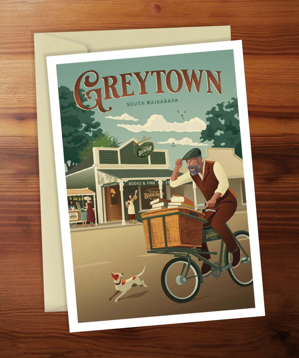 Greytown Bicycle Courier Greeting Card