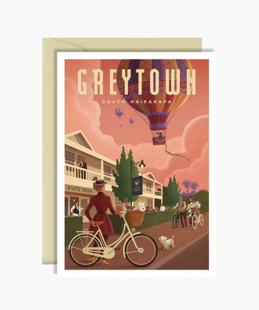 Greytown White Swan Cyclists Greeting Card