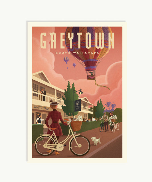 Greytown White Swan Cyclists Postcard